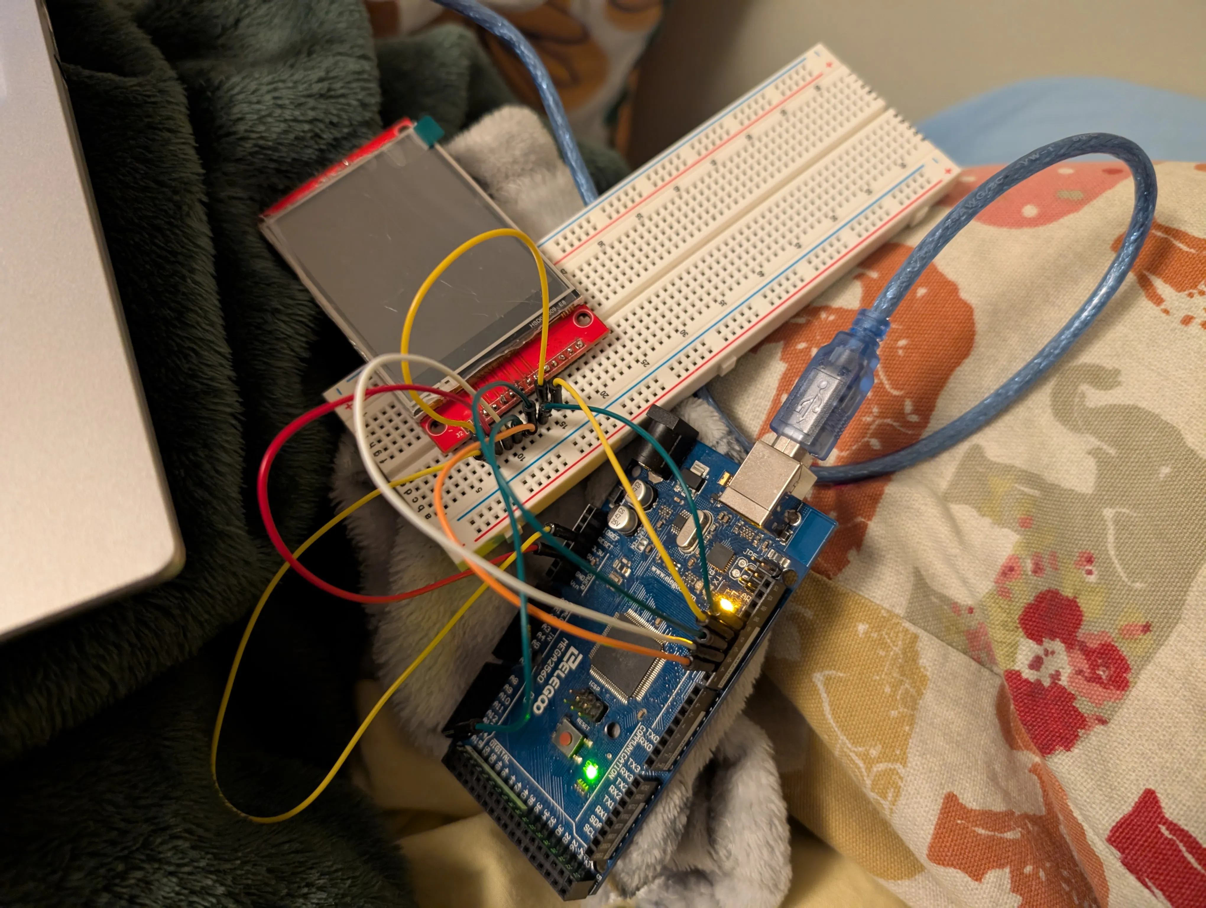 Test of wiring on current screen with an Arduino