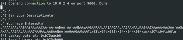 leaking the address of puts() in libc