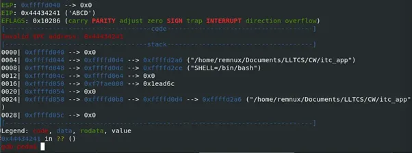 overflow after 132 bytes
