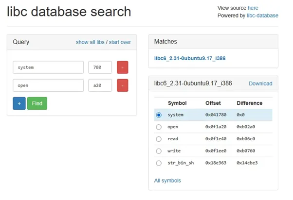 Determining the libc version from the offsets